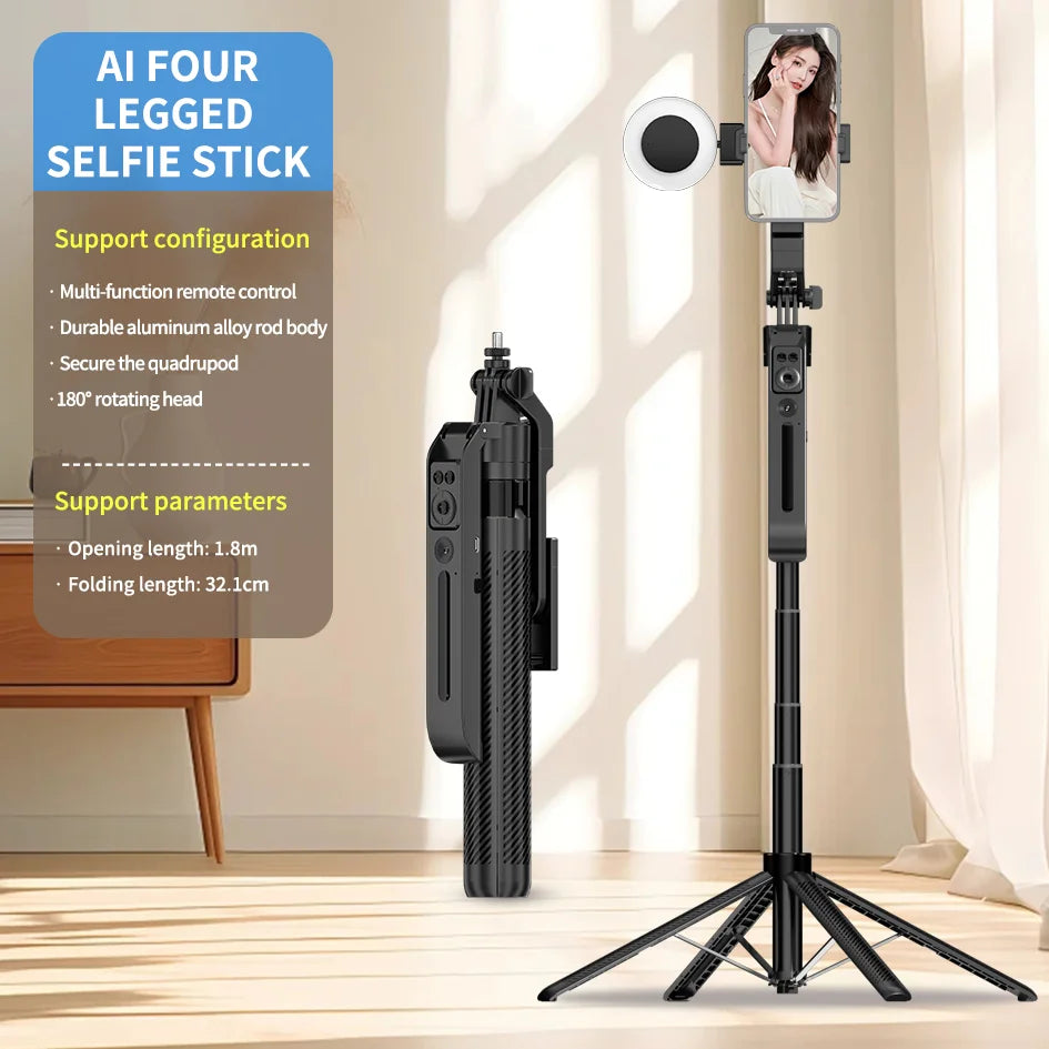 Wireless Selfie Stick Tripod Stand 360 rotation face tracking Handheld stabilizer For Smartphones Balance Steady Shooting Live
