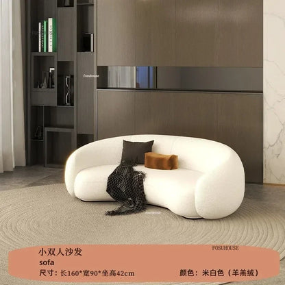Curved Living Room Sofas Designer Beauty Salon Sofa Clothing Store Rest Area Reception Sofa Cream Style Living Room...