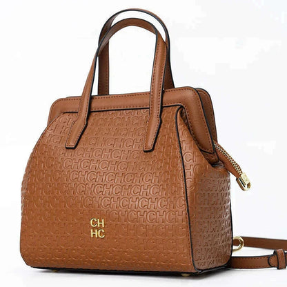 CH Classic Fashion Zipper Design Women's Handbag, Monogram Print, Versatile Solid Color Block Shoulder Bag