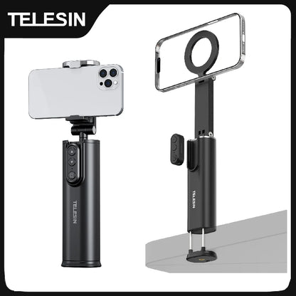TELESIN 3 in 1 Selfie stick Phone Holder Wireless Remote Control Travel Clamp Magnetic 360° rotation Holder For Smart Phone