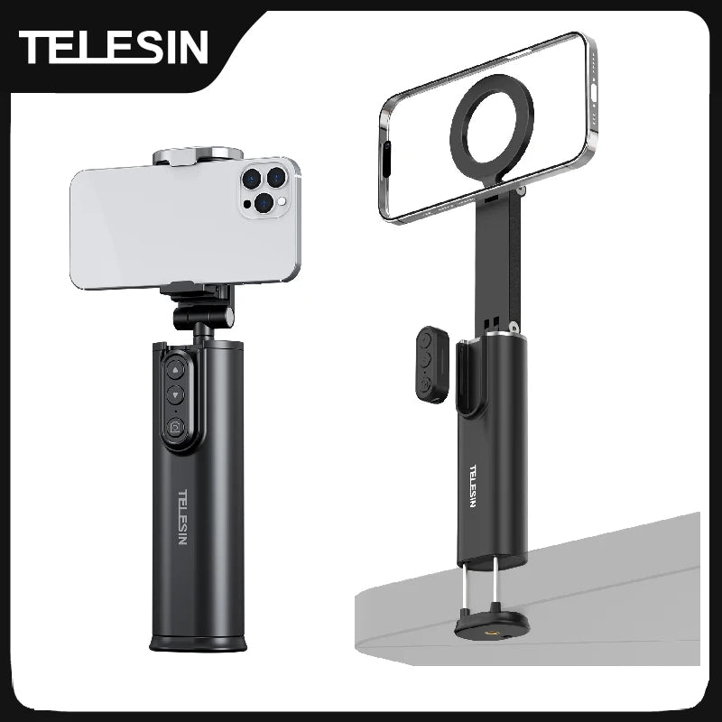 TELESIN 3 in 1 Selfie stick Phone Holder Wireless Remote Control Travel Clamp Magnetic 360° rotation Holder For Smart Phone