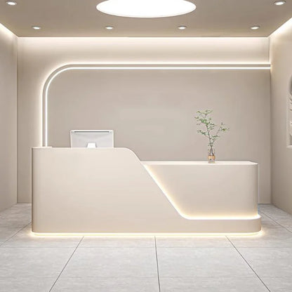 Organizers Minimalist Reception Desks Led Lights Curved Modern Reception Desks Beauty Salon Comptoire Accueil Trendy Furniture - Kimlud