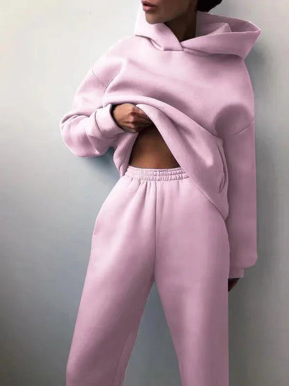 Winter Two Piece Sets Women Tracksuit Oversized Suit 2021 Autumn Trouser Suits Female Sweatshirt Solid Sports Hoodie...