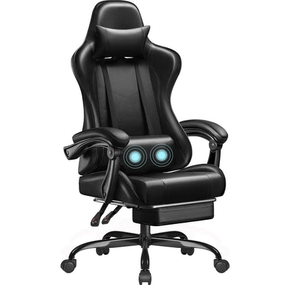 Gaming Chair, Video Game Chair with Footrest and Massage Lumbar Support, Ergonomic Computer Chair Height Adjustable, Customized