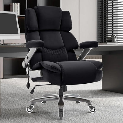 Big & Tall Office Chair 700lbs, High Back Executive Cloth Chair with Adjustable Lumbar Support, 3D Arms, Plus Size Rubber Wheels