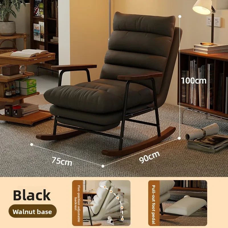 Modern Adjustable Backrest Leisure Living Room Chairs Luxury Rocking Chair for Bedroom Small Apartment Armchair Home Furniture - Kimlud