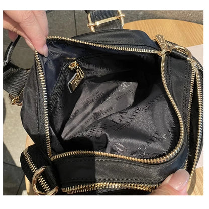2025 New Fashion Women Handbag Summer Multi Pocket Shoulder Bag Waterproof Oxford Rhinestone Bear Sac