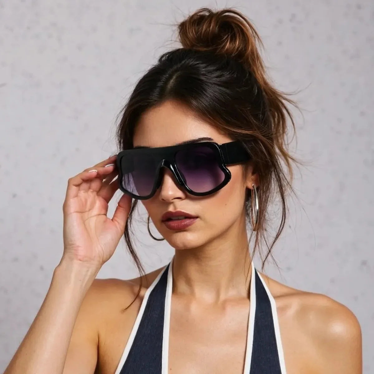 2025 New In Fashion Rectangle Sunglasses Women Brand Designer Eyewear Vintage Small Frame Sun Glasses Ladies Black Square - Kimlud