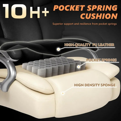 500lbs Heavy Duty Big And Tall Office Chair Dual Rubber Wheel Executive Desk Chair for Low Back Pain Relief