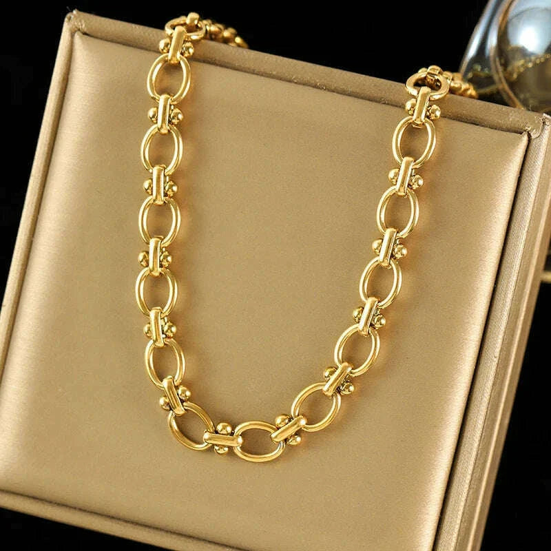 EILIECK 316L Stainless Steel Metal Chain Necklace For Women Fashion 18K Gold Plated Neck Chain Waterproof Jewelry Lady Gift
