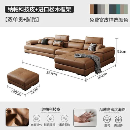 European Living Room Sofa Genuine Leather Sectional Corner Sofas Modular Luxury Sofa Sala De Estar De Luxo Modern Furniture - Kimlud