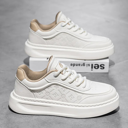 Designer Shoes for Men Leather Casual Platform Shoes White Flat Skateboard Shoes Youth Street Fashion Sneakers