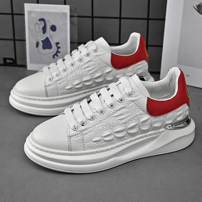 Men Casual board shoes White Sneakers Men Fashion Lace Up Leather Casual Comfortable Board Shoes Non-slip Board Shoe Men Shoes