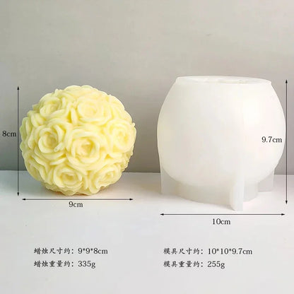 Peony Rose Bud Bouquet Candle Silicone Mold Peony Flower Clusters Candle Mould Christmas Gift Flower Bundle Resin Gypsum Molds