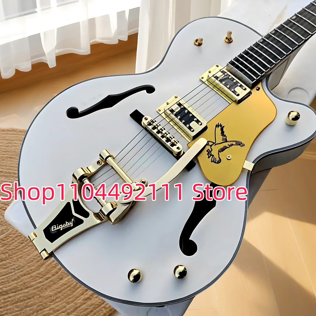 Hot sell good quality Semi Hollow Body Jazz Electric Guitar With Bigs Tremolo ebony fingerboard, High Quality can be...