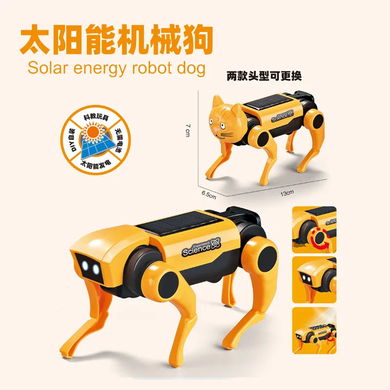 Science Teaching Assembling Set Powered Learning Model Walking Animal Kids Education Toys DIY Solar Robot Dog Mechanical Cat Toy