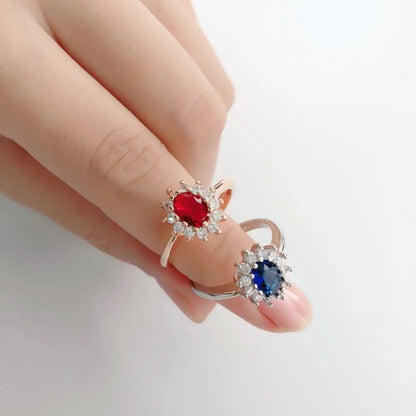 Princess Kate Rings For Women Blue Crystal Wedding Engagement Bridal Promise Marriage Ring For Bride Female Fashion...