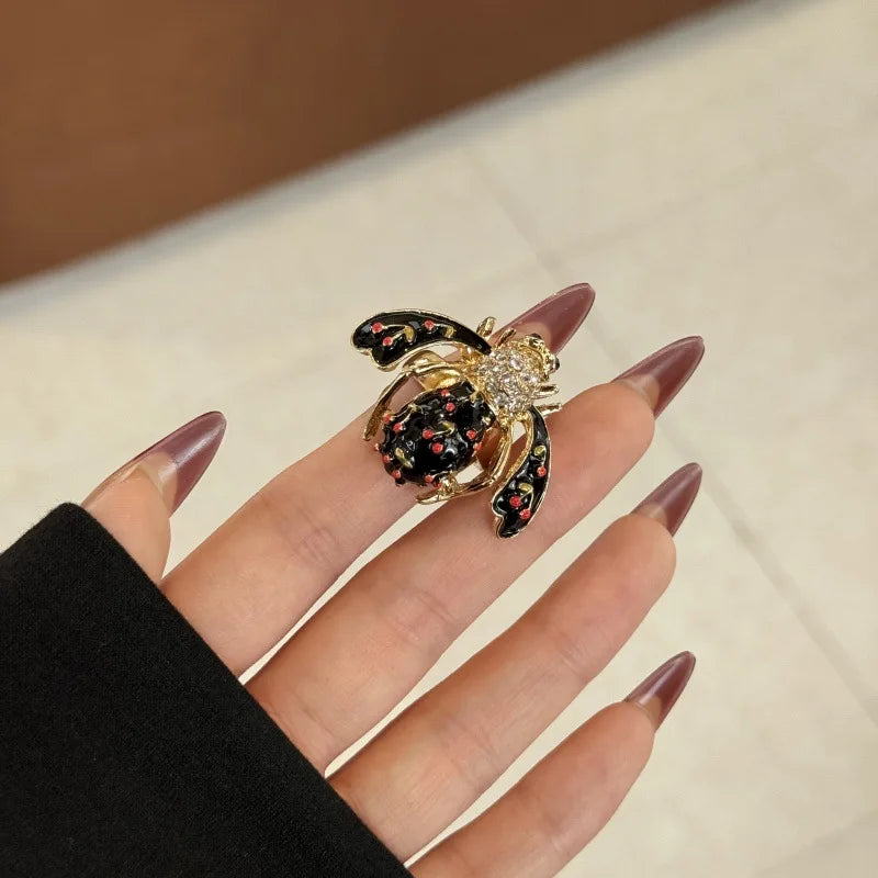 Colorful Enamel Oil Drip Doll Cute Russian Nesting Doll Green Frog Sweet Cool Stacking Ring for Women Girl Creative Jewelry