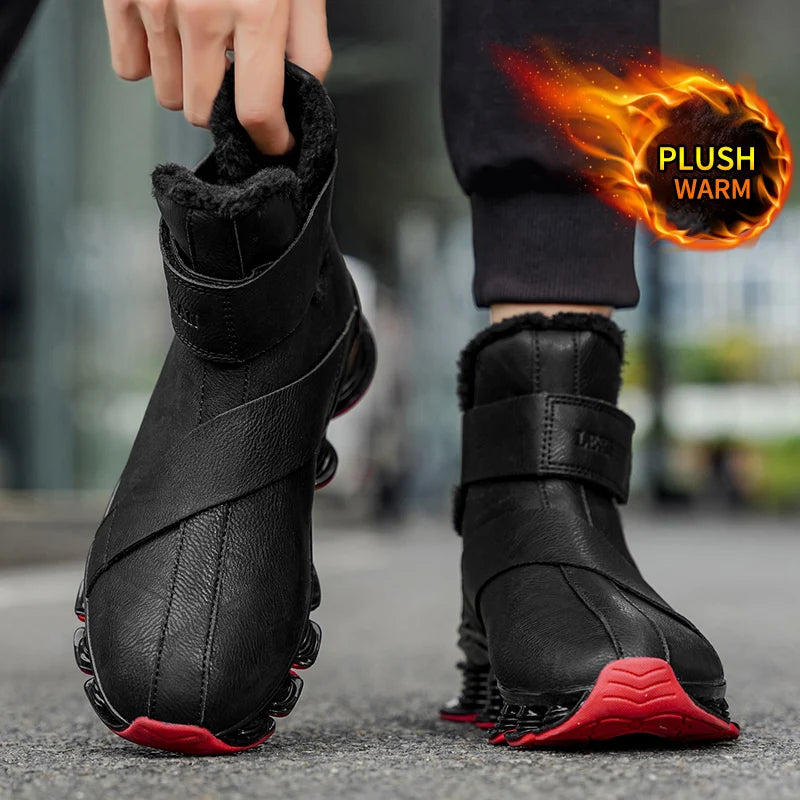 Men's Waterproof Snow Boots with Plush Lining, Anti-Slip and Wear-Resistant Sneaker Sole, Warm Winter Casual Boots
