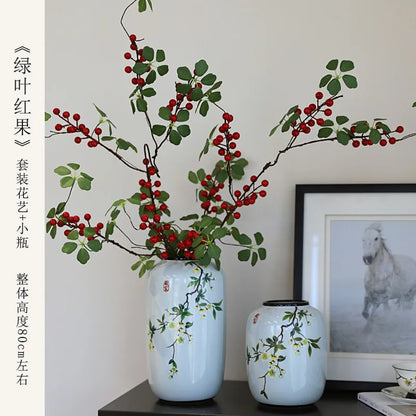Chinese ceramic vase ornament, living room entrance floral art, home hydroponics creative simple round housewarming gift flower