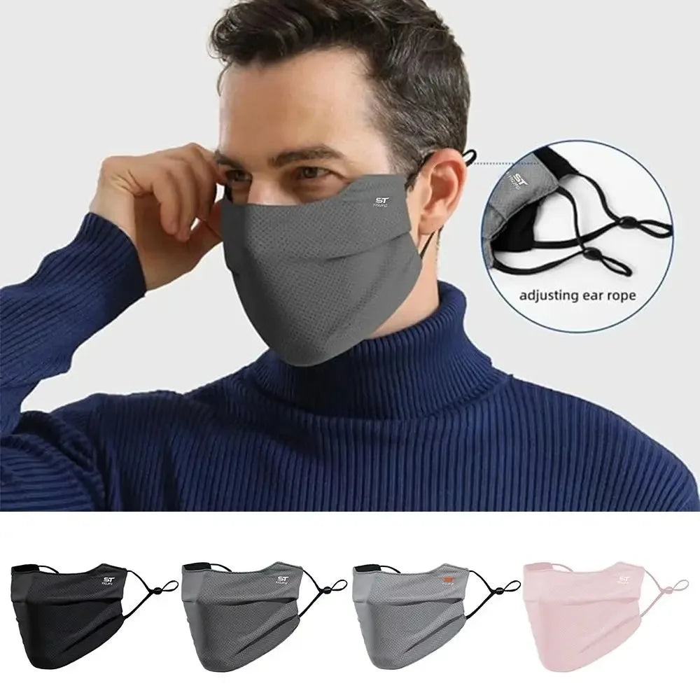 Breathable Ice Silk Face Cover UV Face Shield Washable Reusable Sun Protection Face Mask for Motorcycle Running Riding Exercise