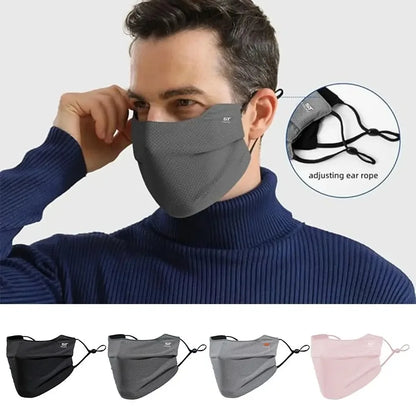 Breathable Ice Silk Face Cover UV Face Shield Washable Reusable Sun Protection Face Mask for Motorcycle Running Riding Exercise