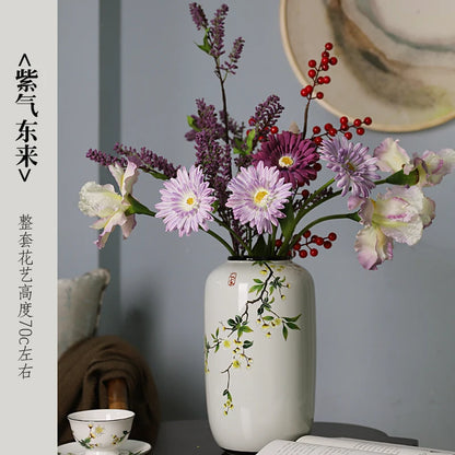 Chinese ceramic vase ornament, living room entrance floral art, home hydroponics creative simple round housewarming gift flower
