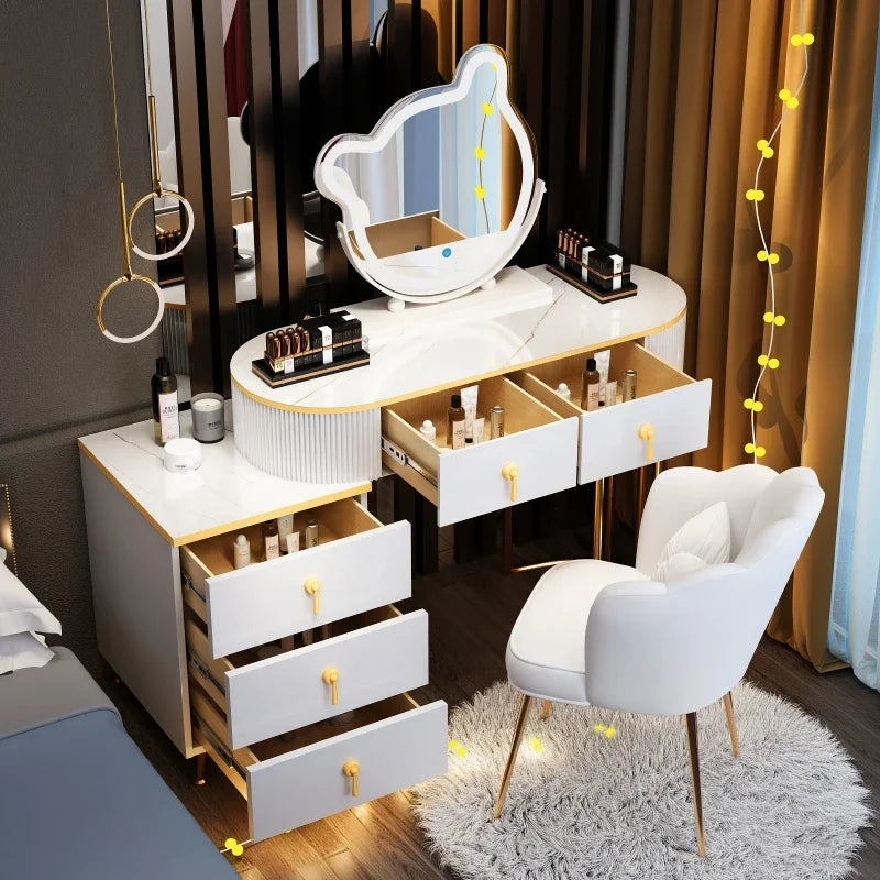 Modern Luxury Vanity Table Storage European Big Study Corner Women Organizer Dressing Table Girl Penteadeira Chinese Furniture
