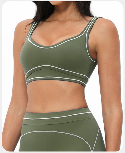 Breathable Yoga Bra Color Contrast Sports Bra Shockproof Gym Fitness Underwear High Strength Workout Top Female Sports...