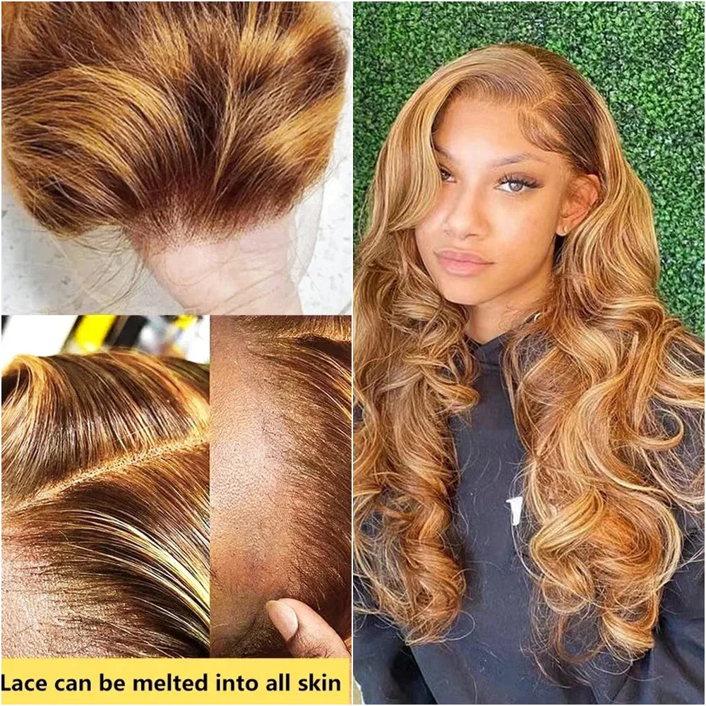 Body Wave P4/27 Highlight 13x6 HD Lace Front Wig 40 46 Inch Honey Blonde Colored 13x4 Lace Frontal Human Hair Wigs For...