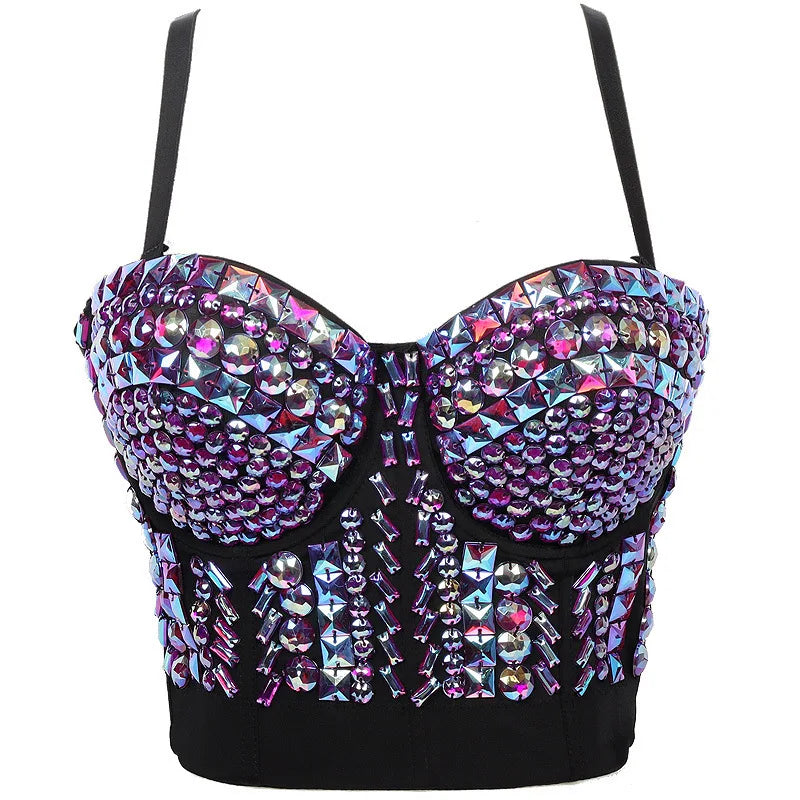 Quality Pearl Tank Tops Rhinestone Women Crop Top Club Clothes Streetwear Y2K Corset Woman Shaper Camis Fashion Feamale Clothing