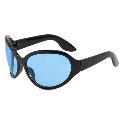 Punk Oversized Oval Frame Trendy Cycling Women's Sunglasses New Luxury Design Men Sunglass Drive Sports Windproof Goggles UV400 - Kimlud