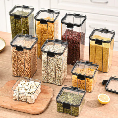 Sealed Jars Kitchen Grain Storage Organizer Large Tank Plastic Moisture-proof Storage Box Household Seasoning Jars Set - Kimlud