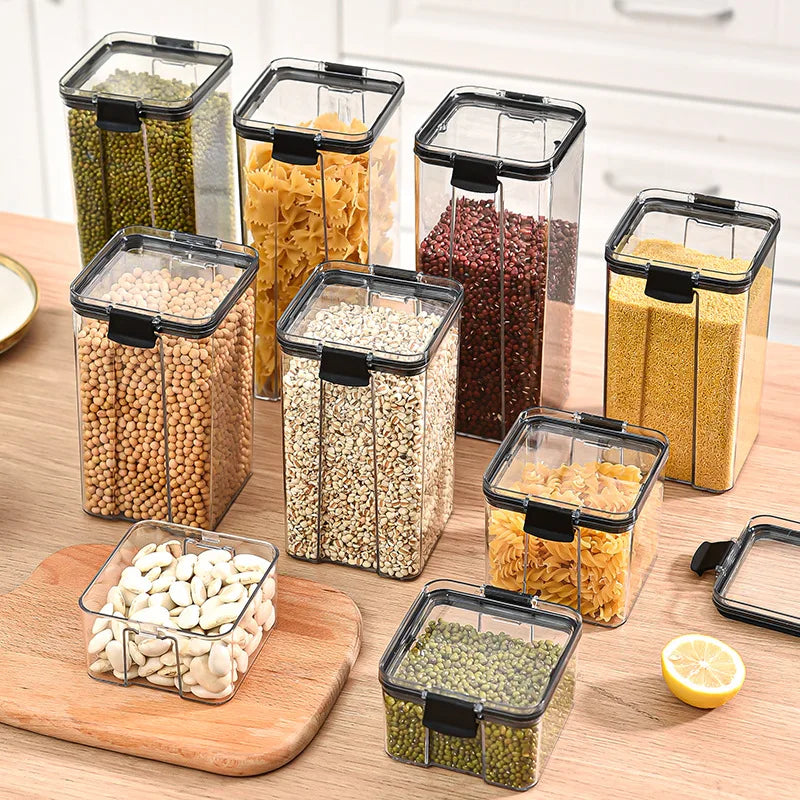 Sealed Jars Kitchen Grain Storage Organizer Large Tank Plastic Moisture-proof Storage Box Household Seasoning Jars Set - Kimlud