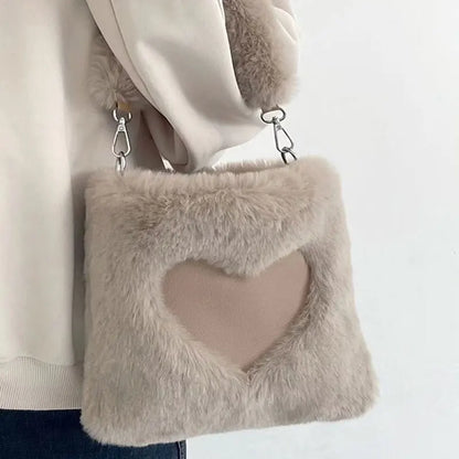 Faux Fur Winter Women Handbags Large Capacity Cute Plush Ladies ShoulderBag Female Clutch Purse Handbags Messenger Tote Bag 2023