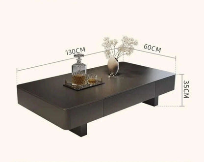 Italian coffee  living room home new light luxury high-end black rectangular simple small apartment rock slab coffee table