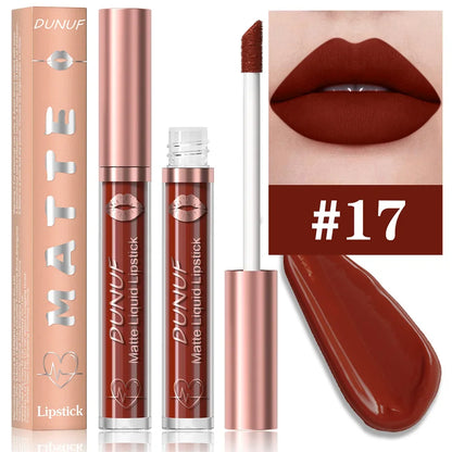 18 Color Waterproof Lip Gloss Nude Apricot Matte Liquid Lipstick Transparent Lip Oil Sexy Rose Red Velvet Matte Lipstick Make Up - Kimlud