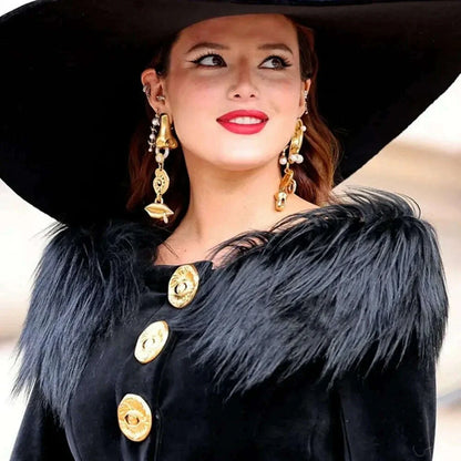 Vintage Exaggerated Irregular Alloy Dangle Earrings for Women Jewelry Baroque Style Party Show Statement Earrings Accessories