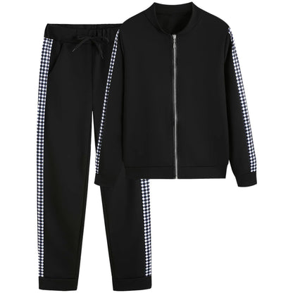 Women's Tracksuit Set Zipper Jacket & Striped Side Jogger Pants Casual Sportswear Two-Piece Outfit 2026 New Fashion |...
