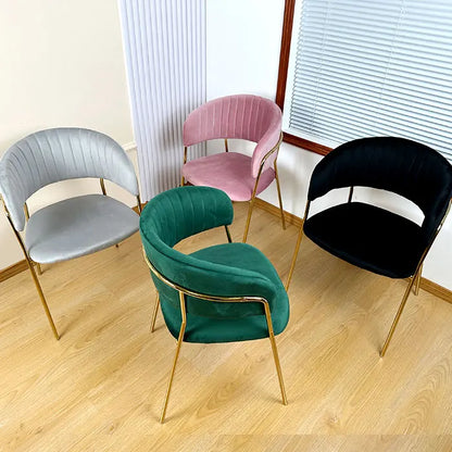 A Italian Style Modern Elegant White Cream Home Metal Legs Armrest Cafe Restaurant Chair Black Modern Velvet Dining Room Chairs