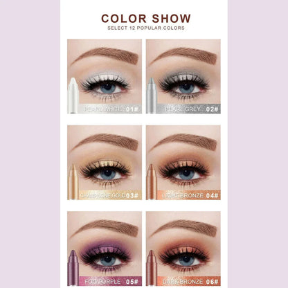 Pearlescent Eyeshadow Pen Lying Silkworm Eyeliner Pencil with Sharpener Matte Waterproof Eye Shadow Stick Eyes Makeup Cosmetics