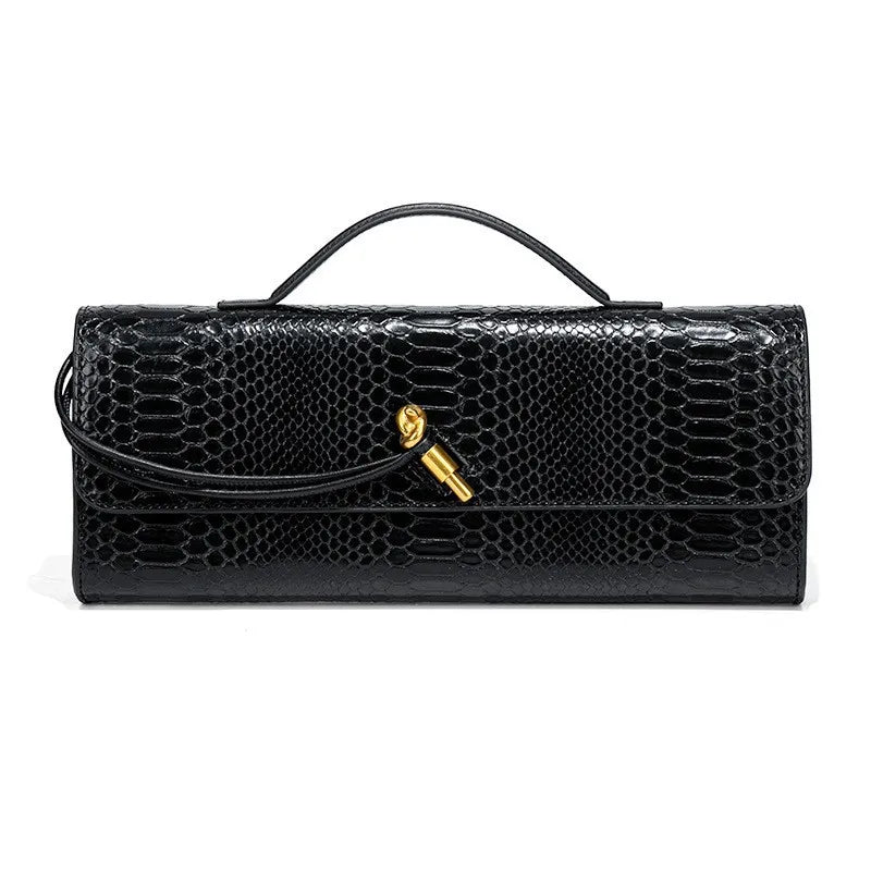 Luxury Design Top-Handle Bag For Women Evening Handbag Long Purse, Crocodile Pattern Crossbody Shoulder Bags Fashionable Outfits - Kimlud