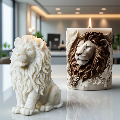 3D Lion Relief Candle Mold - Fine Lion Hair Replication High-Temperature Resistant Easy Unmold for DIY Aromatherapy Candles Home