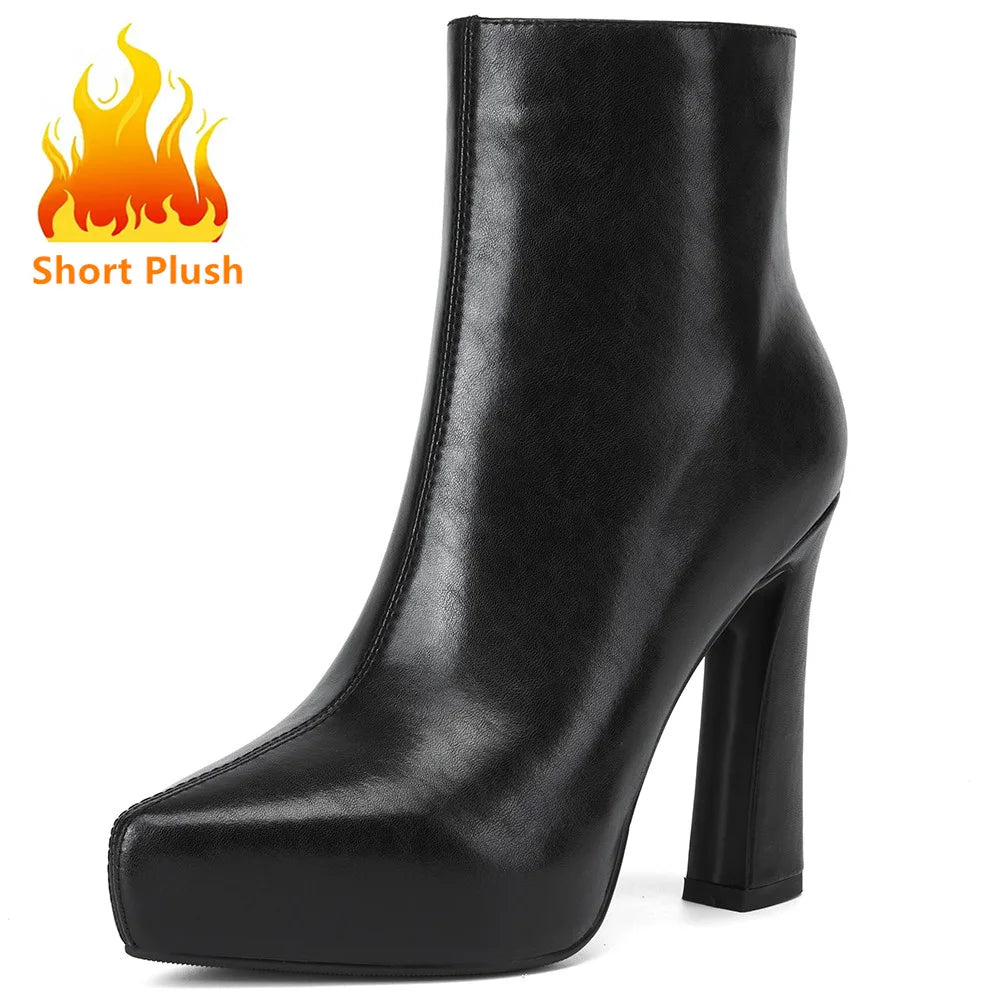 MILI-MIYA New Arrival Middle Splicing Women Cow Leather Ankle Boots Pointed Toe Thick Heels Zippers Solid Color Handmade