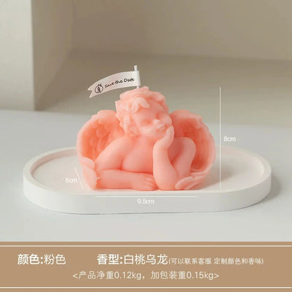 1Pc Nordic Style Cupid Angel Soy Wax Candle - Smokeless Essential Oil Aromatherapy Candle for Home Decor & Photo Props