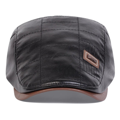 Men Retro Pu Leather Newsboy Caps JAMONT labeling British Painters Hats Spring Autumn Side Adjustable Flat Cap Hip Hop...