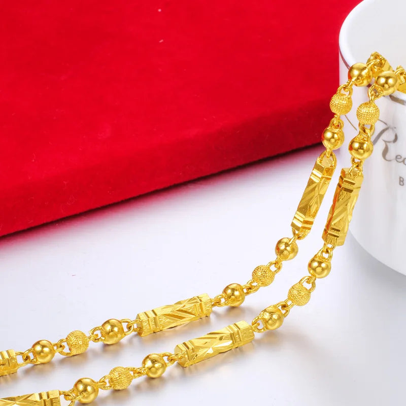 Men's Electroplated 18K Gold Necklace Hexagonal Buddha Bamboo Chain Exquisite Jewelry Clavicle Necklace Birthday Gift - Kimlud