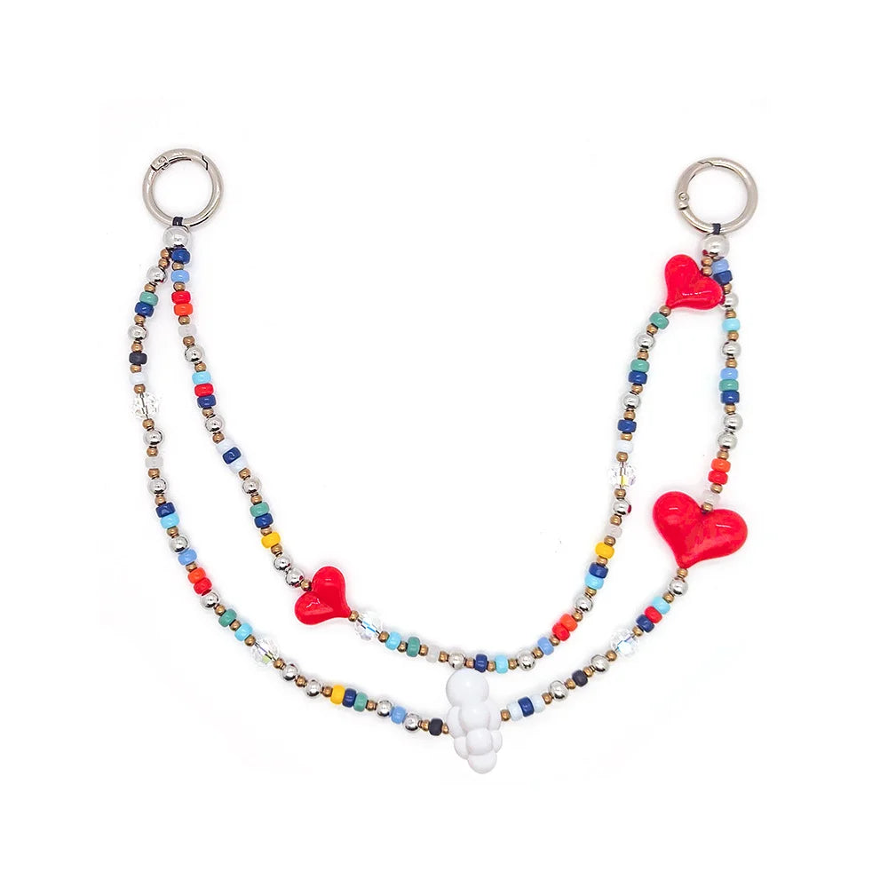 HERLOOK Y2K Bohemian Bag Charm for Women Red Heart Colorful Beads Chakra Energy Healing Pendant Fashion Jewelry Gift...