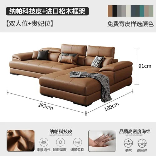 European Living Room Sofa Genuine Leather Sectional Corner Sofas Modular Luxury Sofa Sala De Estar De Luxo Modern Furniture - Kimlud