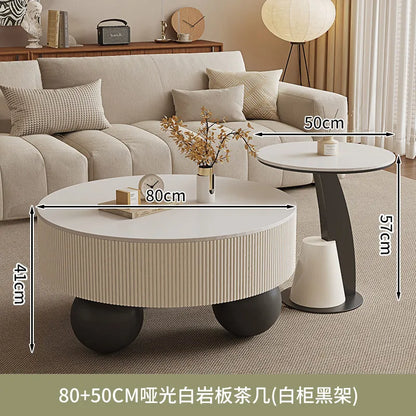 Round Designer Coffee Table Storage Nordic Aesthetic Minimalist Coffee Table Drawers Italian Simple Mesa Auxiliar Home...